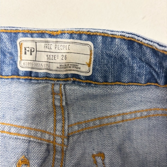 Free People Blue Denim floral embroidered Skirt size 26 - Picture 4 of 7